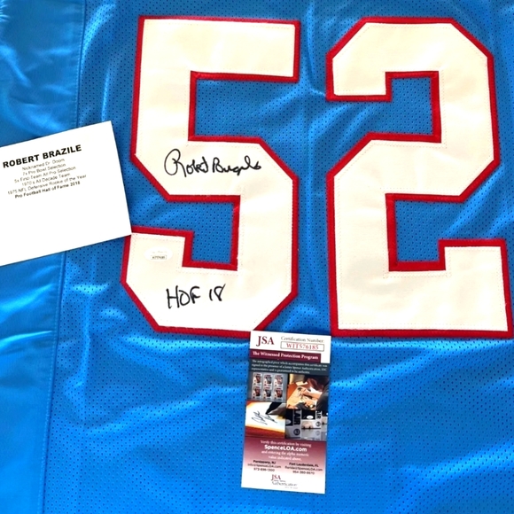 Robert "Dr. Doom" Brazile Oilers Autographed Custom Jersey JSA Certified HOF - Picture 3 of 3